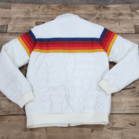 Aviator Nation 5 Stripe Puffer Jacket White Medium M - Picture 7 of 7